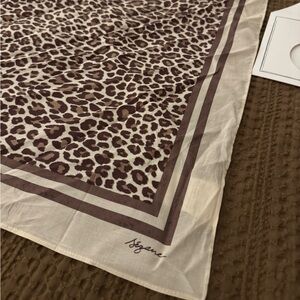 Sezane Leopard Print Scarf - Brown and Cream